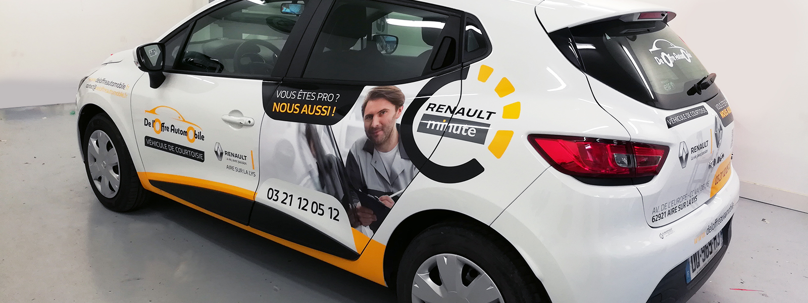 Marquage publicitaire gamme déco pour garage Renault